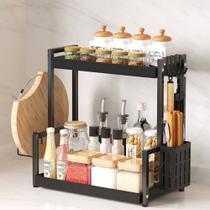 Organizador de Armário de Cozinha com 2 Andares Organizador de Cozinha Multiuso, Prateleira de Canto para Cozinha em Metal Preto, Ideal para Panelas Organizador de Armário de Cozinha com 2 Andares Organizador de Cozinha Multiuso, Prateleira de Canto para Cozinha em Metal Preto, Ideal para Panelas