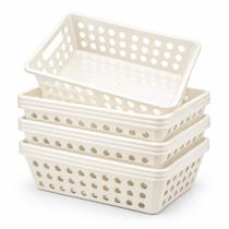 Organizador de Armário Kit 10 Cestos Plástico Médio para Gaveta Cozinha Banheiro Lavanderia Casa