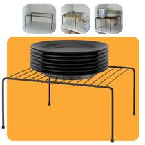 Organizador De Armario Prateleira Aramada Simples de Aço Carbono Resistente Cozinha Multiuso Preto Organizador De Armario Prateleira Aramada Simples de Aço Carbono Resistente Cozinha Multiuso Preto