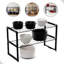 Organizador de Armario Rack Cozinha Aramado Preto Organizador de Armario Rack Cozinha Aramado Preto