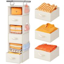 Organizador de armário suspenso Pipishell de 6 prateleiras com 3 gavetas branco Organizador de armário suspenso Pipishell de 6 prateleiras com 3 gavetas branco