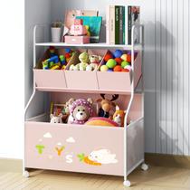 Organizador de armazenamento de brinquedos BBLIKE de 3 camadas com rodas para crianças rosa