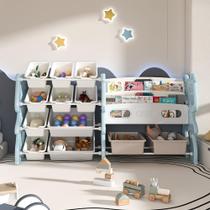 Organizador de armazenamento de brinquedos Runboll Kids com estante de livros de 2 camadas e 12 caixas