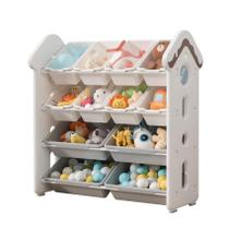 Organizador de armazenamento de brinquedos UNICOO Kids de 4 camadas com 12 caixas Candy House