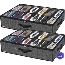 Organizador de armazenamento de sapatos Onlyeasy Under Bed, 24 pares, preto