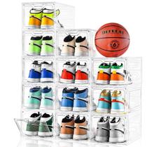 Organizador de armazenamento de sapatos Stebopum, kit com 12 caixas transparentes empilháveis Organizador de armazenamento de sapatos Stebopum, kit com 12 caixas transparentes empilháveis