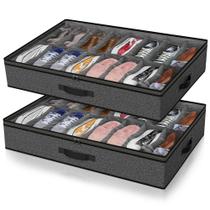 Organizador de armazenamento de sapatos Under Bed Besslly, pacote com 2 unidades, cinza Organizador de armazenamento de sapatos Under Bed Besslly, pacote com 2 unidades, cinza