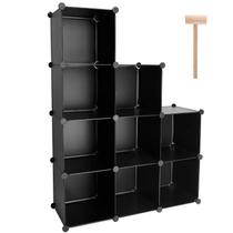 Organizador de armazenamento em cubos TUMUCUTE 9-Cube Black Plastic