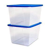 Organizador de Armazenamento HOMZ 2 Unidades Caixas Plásticas Transparentes 56 Qt Organizador de Armazenamento HOMZ 2 Unidades Caixas Plásticas Transparentes 56 Qt