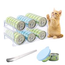 Organizador de Armazenamento para Ração em Lata SLSON, Acrílico Transparente com 2 Níveis Organizador de Armazenamento para Ração em Lata SLSON, Acrílico Transparente com 2 Níveis