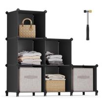 Organizador de armazenamento SONGMICS 6 Cube DIY Closet Shelf Black