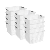 Organizador de armazenamento Sterilite Deep Ultra Basket, pacote com 12 unidades, branco