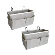 Organizador de armazenamento suspenso Bedside Caddy Someteth, pacote com 2 unidades, cinza