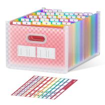 Organizador de arquivos de acordeão ThinkTex 26 bolsos A-Z Tabs rosa