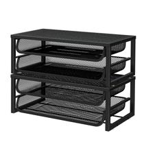 Organizador de arquivos de mesa Ekisemio, pacote com 2 bandejas de cartas de 2 camadas, preta Organizador de arquivos de mesa Ekisemio, pacote com 2 bandejas de cartas de 2 camadas, preta