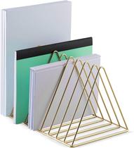 Organizador de arquivos HUOGUO para mesa Classificador de correspondência, suporte de livro triangular, organizador de escritório, organizador de pasta de arquivo - Organizador de arquivos para desktop doméstico The Wire Collection, Gold