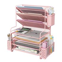 Organizador de Arquivos para Mesa Simple Trending, 7 Níveis, Metal Rosa