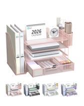 Organizador de Arquivos para Mesa WALI 4 Andares com Gaveta Rosa Organizador de Arquivos para Mesa WALI 4 Andares com Gaveta Rosa