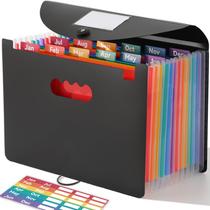 Organizador de Arquivos SorTrax - Acordeão com 12 Bolsos Mensais - Preto