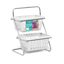 Organizador de Bancada Duplo com 2 Cestas n1 Niquelart 374-4 Branco
