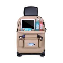 Organizador De Banco Traseiro De Carro Em Couro PU Deluxe Com Mesa Dobrável, Protetores De Pé E Organizador De Banco Traseiro De Carro Em Couro PU Deluxe Com Mesa Dobrável, Protetores De Pé E