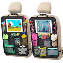 Organizador de banco traseiro de carro Zecirl, pacote com 2 unidades, com suporte para tablet, preto Organizador de banco traseiro de carro Zecirl, pacote com 2 unidades, com suporte para tablet, preto
