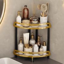 Organizador de banheiro de canto YIWANFW Black Gold com bancada de 2 camadas