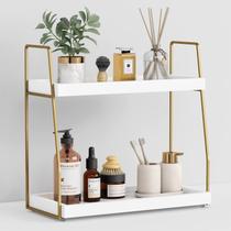 Organizador de banheiro Forbena Countertop 2 camadas branco/dourado Organizador de banheiro Forbena Countertop 2 camadas branco/dourado