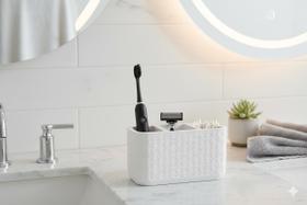 Organizador de Banheiro Premium Porta Escova de Dente e Barbeador Design Moderno em Relevo Organizador de Banheiro Premium Porta Escova de Dente e Barbeador Design Moderno em Relevo