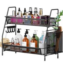 Organizador de banheiro VITVITI, bancada de 2 camadas com ganchos de cesta