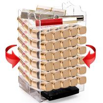 Organizador de batom Tlence Rotating 64 slots acrílico transparente Organizador de batom Tlence Rotating 64 slots acrílico transparente