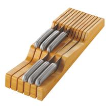 Organizador de blocos de facas Bambüsi em gaveta de bambu para cozinha Organizador de blocos de facas Bambüsi em gaveta de bambu para cozinha