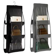 Organizador de bolsas com 6 compartimentos e cabide prático ideal para closet Perfeito para armazenar sapatos bolsas e roupas