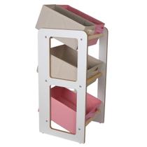 Organizador de brinquedo estante infantil rosa bege