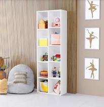 Organizador de Brinquedos Duplo Ely Vertical Nichos Branco