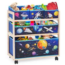 Organizador de Brinquedos Jomifin com Rodas - Para Quarto Infantil (Azul)