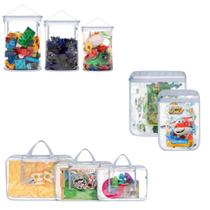 Organizador de Brinquedos - KIT COMPLETO 01 TABULEIRO + 01 BLOCOS + 01 QUEBRA CABEÇAS - AZUL