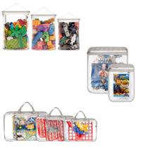 Organizador de Brinquedos - KIT COMPLETO 01 TABULEIRO + 01 BLOCOS + 01 QUEBRA CABEÇAS - CINZA