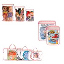 Organizador de Brinquedos - KIT COMPLETO 01 TABULEIRO + 01 BLOCOS + 01 QUEBRA CABEÇAS - ROSA