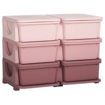 Organizador de Brinquedos Qaba com 3 Níveis e 6 Gavetas - Rosa Organizador de Brinquedos Qaba com 3 Níveis e 6 Gavetas - Rosa