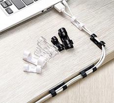 Organizador de Cabos e Fios Clipes Fixador Autoadesivo 20 Unidades Branco Organizador de Cabos e Fios Clipes Fixador Autoadesivo 20 Unidades Branco