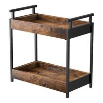 Organizador de cafeteira de bancada KLM 2 camadas de madeira marrom