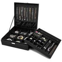 Organizador de caixas de joias ProCase Velvet de 2 camadas para mulheres Organizador de caixas de joias ProCase Velvet de 2 camadas para mulheres