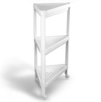 Organizador de Canto Triangular com 3 Prateleiras e Rodinhas 32x32x70cm - Ordene Organizador de Canto Triangular com 3 Prateleiras e Rodinhas 32x32x70cm - Ordene