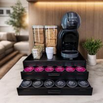 Organizador de Cápsulas Dolce Gusto em MDF Preto Suporte para 60 Cápsulas