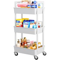 Organizador de carrinho rolante Pipishell 3 camadas de plástico branco