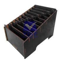 Organizador De Celular / Porta Comandas 10 Nichos Escaninho Preto Com Abas