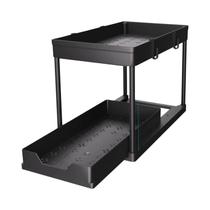 Organizador De Cesta De 2 Níveis Para Armário Com 4 Ganchos, Armazenamento Multiuso Para Banheiro,