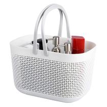 Organizador de cestos de armazenamento UUJOLY Plastic com alças brancas Organizador de cestos de armazenamento UUJOLY Plastic com alças brancas