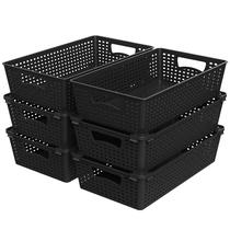 Organizador de Cestos Simple Houseware Kit com 6 Unidades 37x22x9 cm Preto